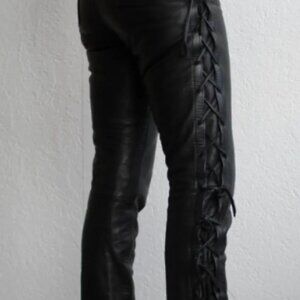First Genuine Leather Motorcycle Pants | Lace-Up Gusset | Heavy Premium Leather